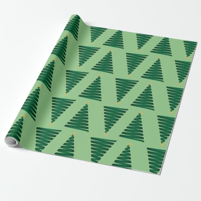 Papier Cadeau Design d'arbre de Noël vert brillant (Déroulé)