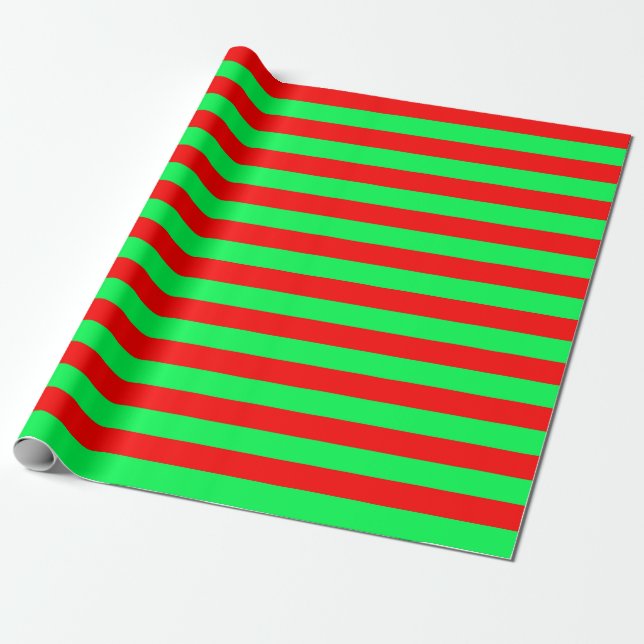 Papier Cadeau Design de bandes rouge et verte (Déroulé)