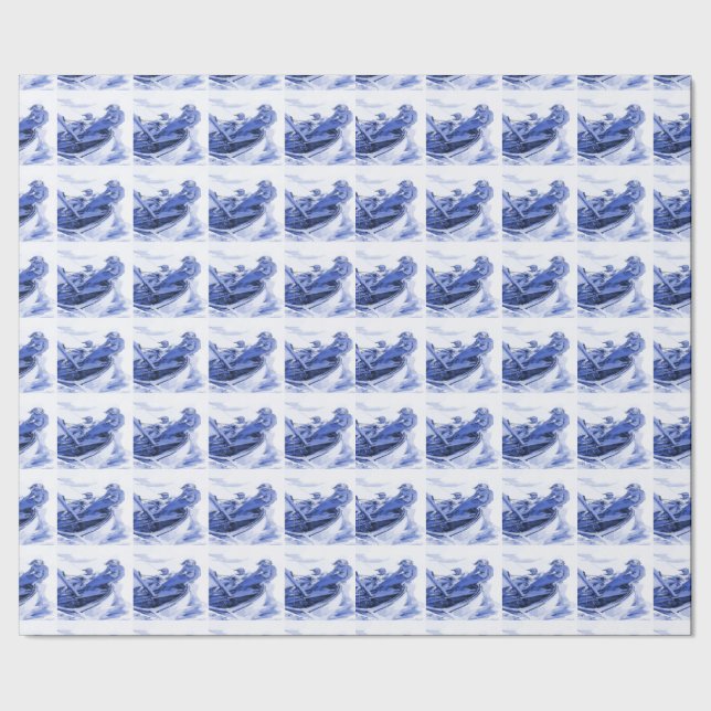 Papier Cadeau Design de carreaux de voile bleu Delft (Couture)