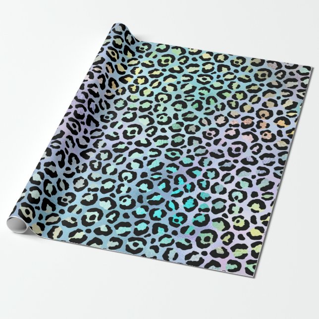 Papier Cadeau Design de la série Leopard Iridescente 8 (Déroulé)
