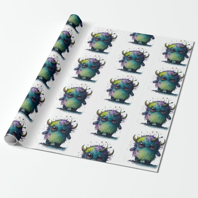 Papier Cadeau Design de monstre de dessin animé (Déroulé)