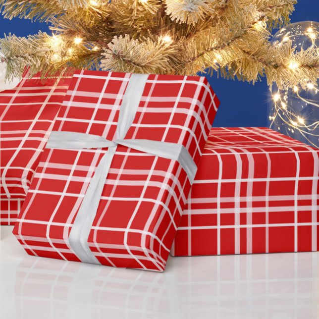 Papier Cadeau Design de Motif en Tartan blanc rouge (Créateur téléchargé)
