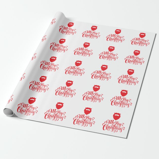 Papier Cadeau Design de Noël Barbe Père Noël (Déroulé)