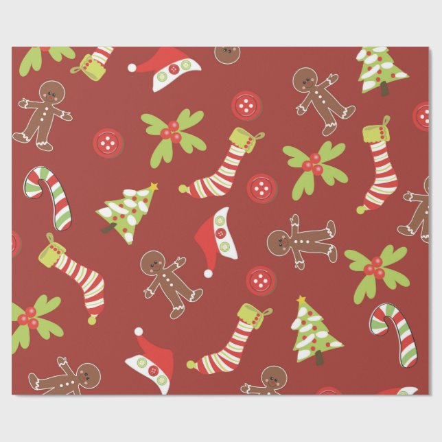 Papier Cadeau Design de Noël en rouge (Plat)