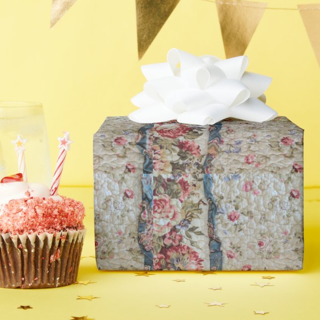 Papier cadeau design de photo de patchwork antique (Fête d'anniversaire)