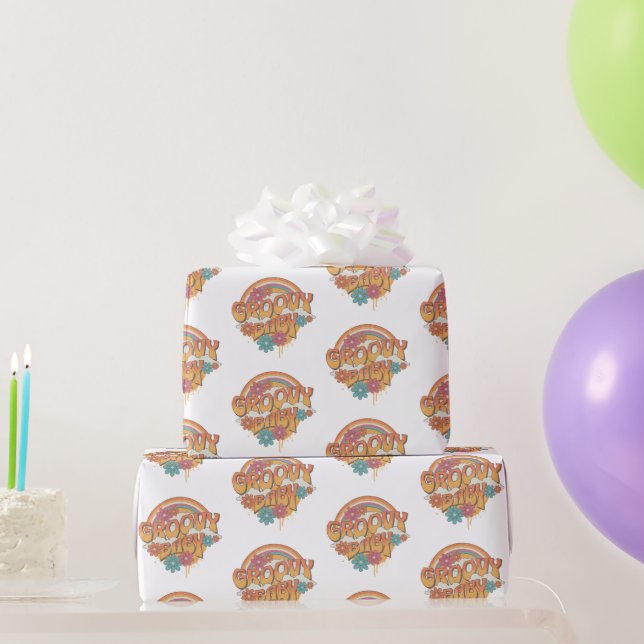 Papier Cadeau Design de style rétro pour bébé super (Cadeaux de fête)