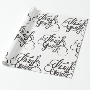 Papier Cadeau Design de texte noir - Thanksgiving