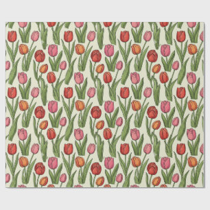 Papier Cadeau Design des tulipes rouges