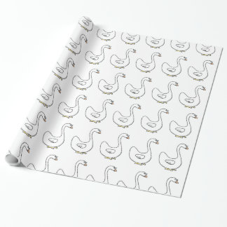 Papier Cadeau Design d'oiseau blanc gracieux du cygne de dessin