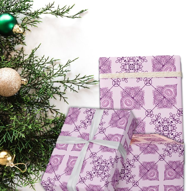 Papier Cadeau Design élégant moderne Abstrait rose et violet (Créateur téléchargé)