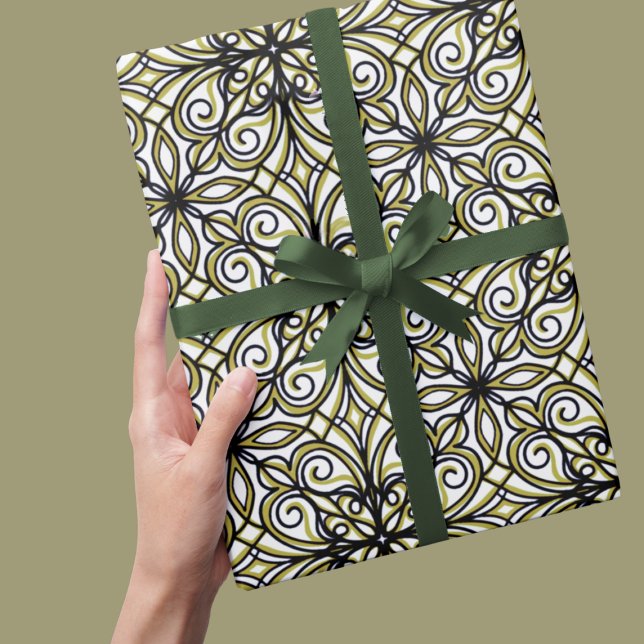 Papier Cadeau Design élégant, vert et noir (Créateur téléchargé)