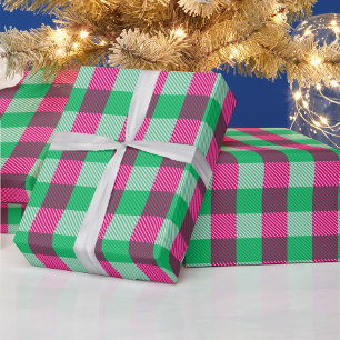 Papier Cadeau Design En vichy chèque rose