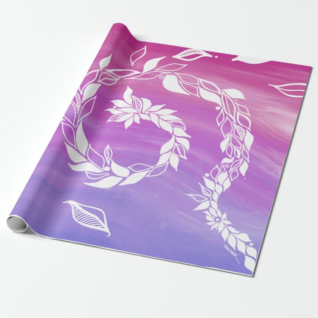 Papier Cadeau Design feuille Abstrait sur arrière - plan rose (Déroulé)