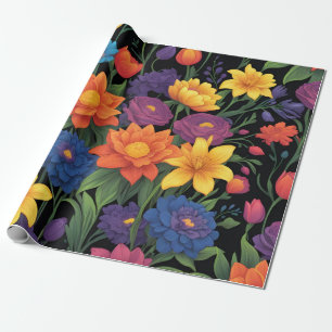 Papier Cadeau Design floral de printemps coloré