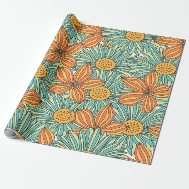 Papier Cadeau Design floral incolore (Déroulé)
