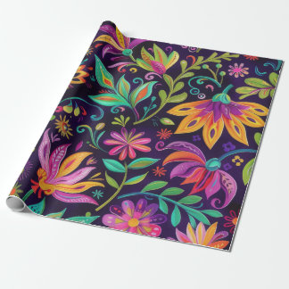 Papier Cadeau Design floral lunaire