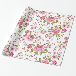Papier Cadeau Design floral rose élégant et vintage