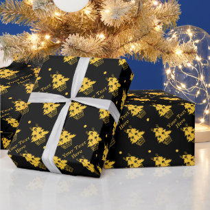 Papier Cadeau design graphique minimaliste or arbre pour noël