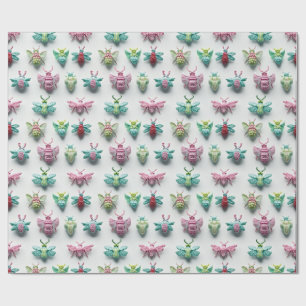 Papier Cadeau Design insectes bonbons pastel kawaii chic
