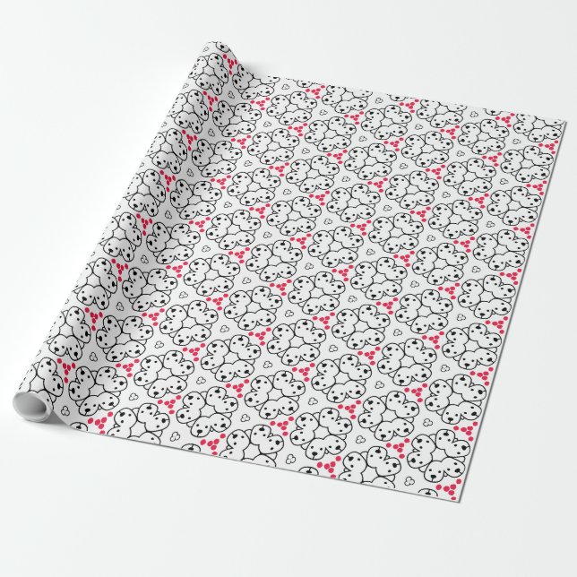 Papier Cadeau Design Motif à thème de chien adorable (Déroulé)