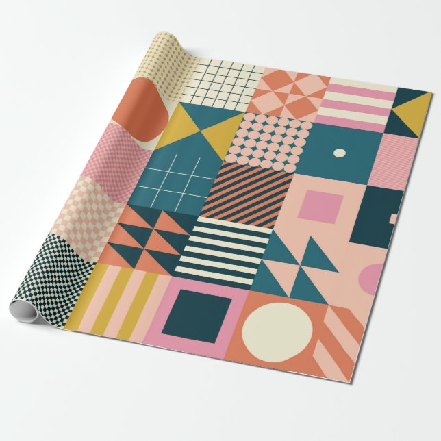 Papier Cadeau Design motif abstrait géométrique moderne avec sim (Déroulé)