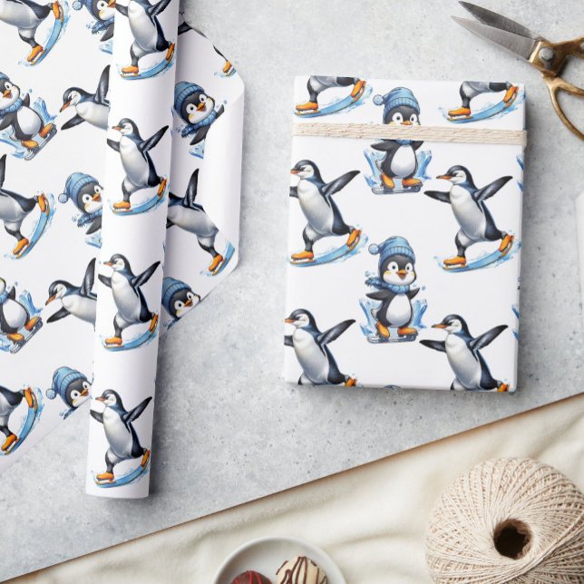 Papier Cadeau Design Motif de pingouins (Créateur téléchargé)