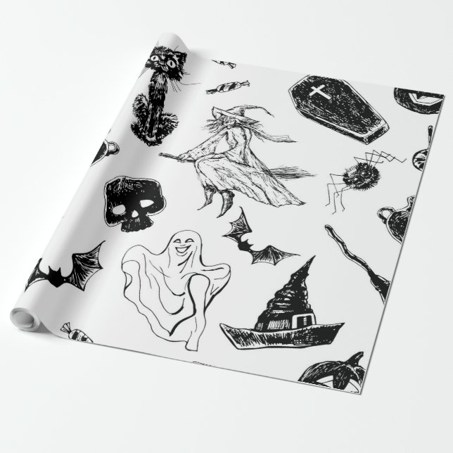 Papier Cadeau Design motif d'Halloween (Déroulé)