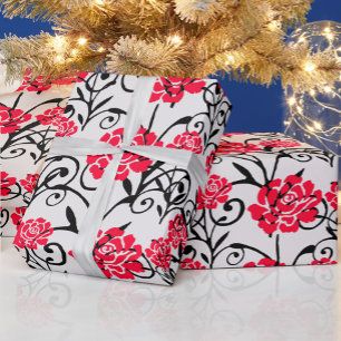 Papier Cadeau Design Motif d'illustrations de rose rouge