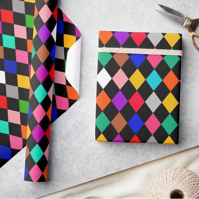 Papier Cadeau Design Motif multicolore Harlequin Diamonds (Créateur téléchargé)