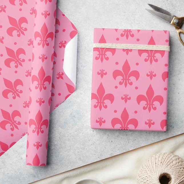 Papier Cadeau Design Motif rose Fleur de lis (Créateur téléchargé)