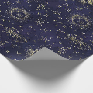 Papier Cadeau Design mystique style vintage. Oeil, lune, étoiles