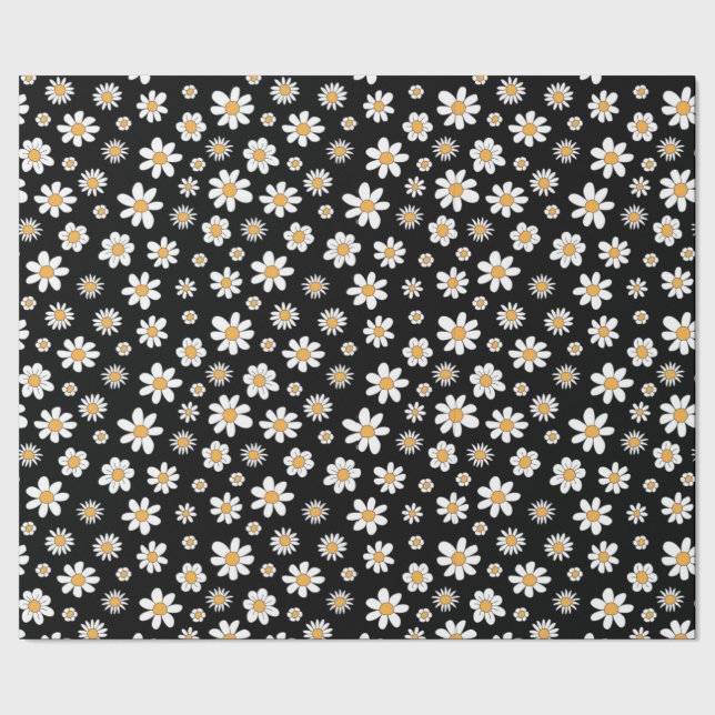 Papier Cadeau design noir et blanc avec des fleurs (Couture)