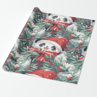 Papier Cadeau Design Panda de Noël