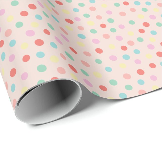 Papier Cadeau Design pois moderne éparpillé (Coin rond)