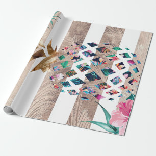 Papier Cadeau Design rayé d'ananas floral