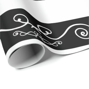 Papier Cadeau Design rayé noir blanc
