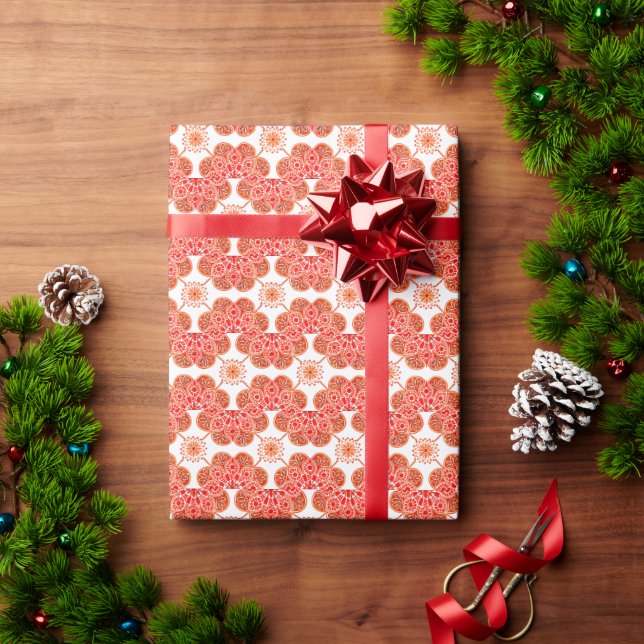 Papier Cadeau design rouge et blanc (Cadeau de vacances)