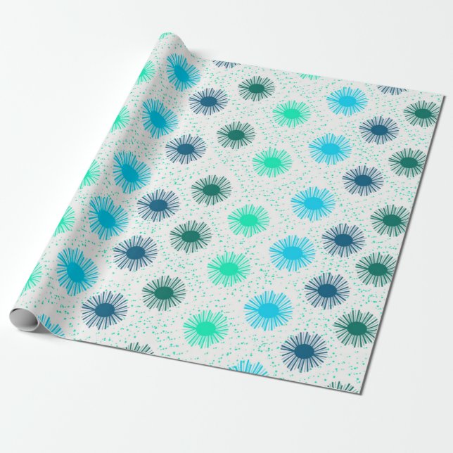 Papier Cadeau Design Sunburst du milieu du siècle en nuances de  (Déroulé)