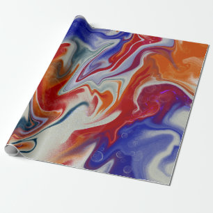 Papier Cadeau Design tendance de marbre bleu Orange
