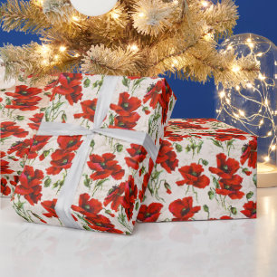 Papier Cadeau Design vintage Red Poppy Art Nouveau