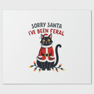 Papier Cadeau Désolé Père Noël, j'ai été un chat noir sauvage po
