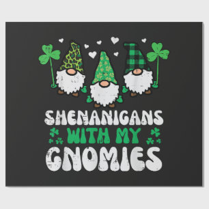 Papier Cadeau Désordre de la Saint-Patrick avec des gnomes Gnomi
