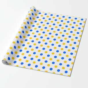 Papier Cadeau Dessin à points blancs bleus jaunes