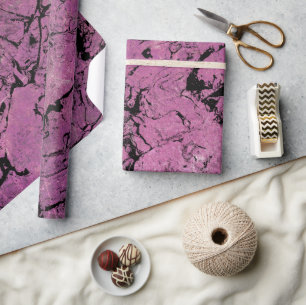 Papier Cadeau dessin abstrait en marbre rose et noir