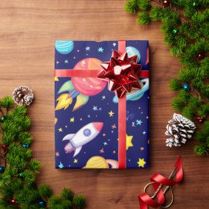 Papier Cadeau Dessin animé coloré de l'espace lumineux 🌈 Galaxi