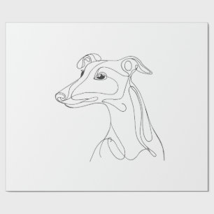 Papier Cadeau Dessin au trait de lévrier gris - Design minimalis