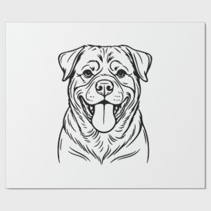 Papier Cadeau Dessin au trait de Rottweiler � ligne d'art minima
