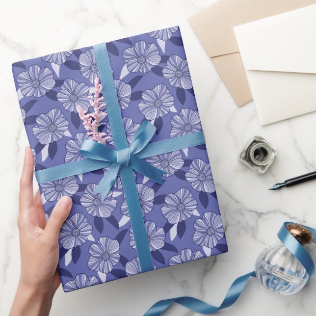 Papier Cadeau Dessin au trait floral Periwinkle (Cadeaux)