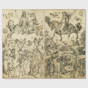 Papier Cadeau Dessin d'Astronomie noir blanc SUN & MOON