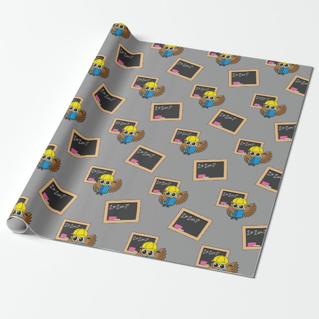 Papier Cadeau Dessin de chouette écolière (Déroulé)